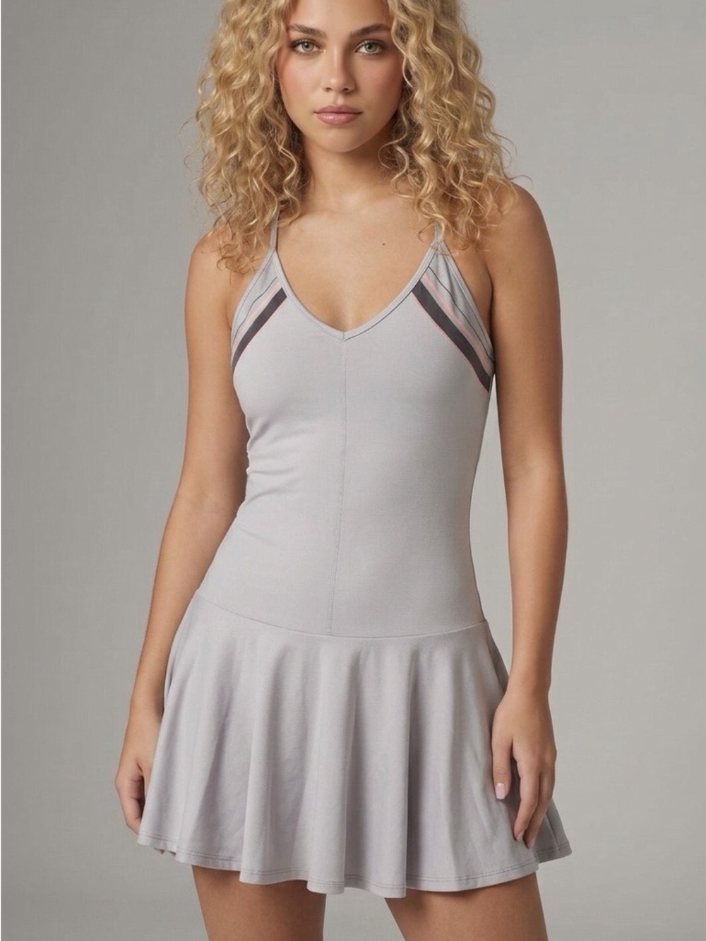 K-Swiss Strappy V-Neck Skater Dress with Separate Shorts